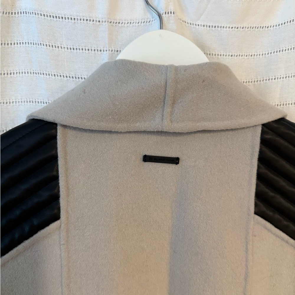 Blanc Noir Draped Tech Wool Coat Blazer Gray/Black 100% Wool Size Medium - Picture 10 of 11
